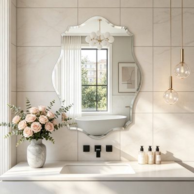 Pregaspor Single Beveled Edge Bathroom Vanity Mirror | 23.6 X 35.4 Inch Oval, Shatterproof Frameless Design For Over Sink