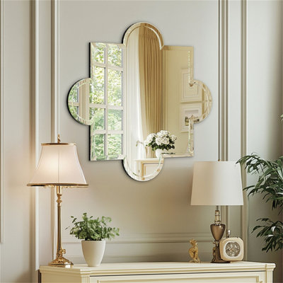 Artloge 70cm Large Flower Art Decor Square Wall Mirror Bevelled Glass Venetian Design
