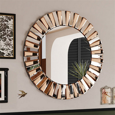 Artloge 80CM LARGE Enthusiasm Decorative Wall Accent Mirror Round for Entrance Hallway Bathroom