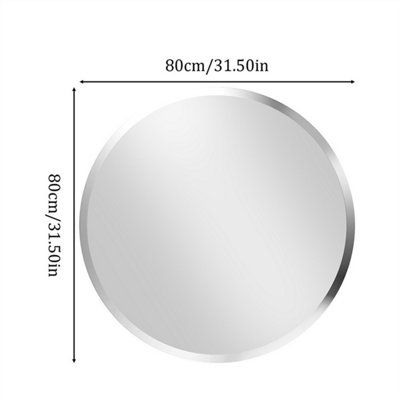 ARTLOGE 80cm Large Frameless Circle Mirror Round Bathroom Wall Mirror w/Beveled Edge