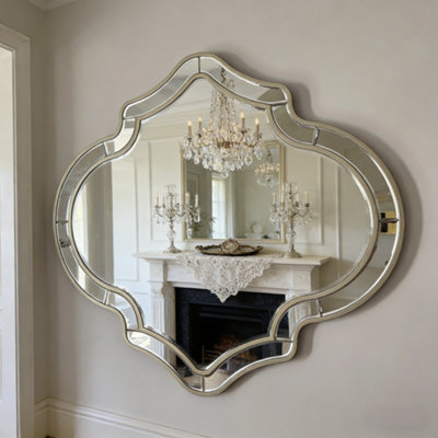 Artloge 88 x 80cm Gold Rim Bathroom Mirror Beveled Wall Decorative ...