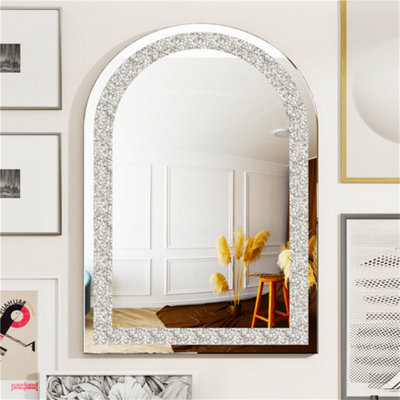 Artloge 90cm Sparkling Crystal Crush Diamond Arch Accent Mirror Entryway Wall Decorative