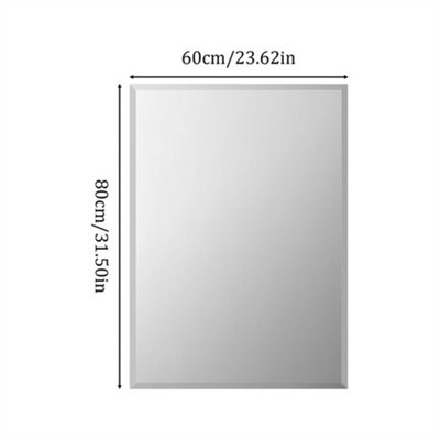Artloge Bathroom Mirror Plain Rectangle Luxury Frameless Bevelled Wall Mounted 800x600mm