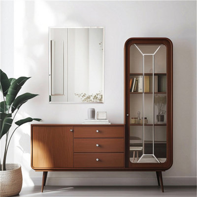 Artloge Bathroom Mirror Plain Rectangle Luxury Frameless Bevelled Wall Mounted 800x600mm