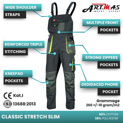 Work Trousers | Slim Fit Stretch Work Trousers | Atomic Safe