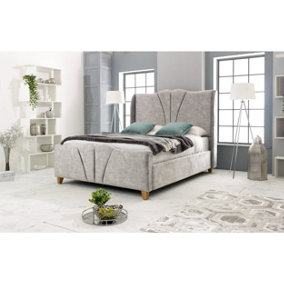 Artrek Marble Bed Frame With Winged Headboard - Silver