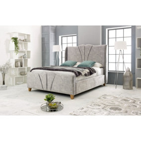 Artrek Marble Bed Frame With Winged Headboard - Silver