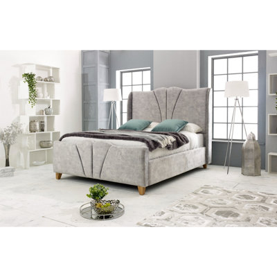 Artrek Marble Bed Frame With Winged Headboard - Silver