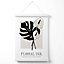 Arum Lillies in Black and Beige Floral Ink Sketch Poster with Hanger / 33cm / White