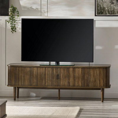 Arya Wide Sliding Door TV Unit - Dark Oak