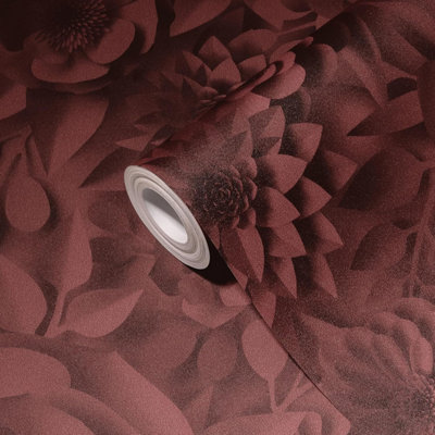 AS Creation 387183 3D Effect Red Floral Non-Woven Wallpaper