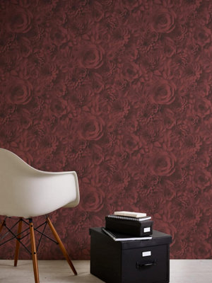 AS Creation 387183 3D Effect Red Floral Non-Woven Wallpaper