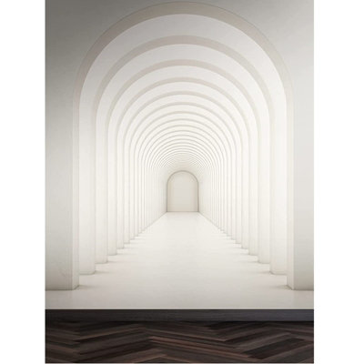 AS Creation 3D Dome Hallway White Grey Wallpaper Feature Wall Mural 159 x 280cm DIY at B&Q
