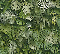 AS Creation 3D Effect Tropical Tree Palm Leaf Wallpaper Roll Vinyl Green 37280-2