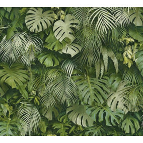 AS Creation 3D Effect Tropical Tree Palm Leaf Wallpaper Roll Vinyl Green 37280-2