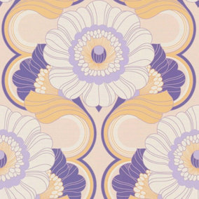 AS Creation 70's Retro Floral Chic Purple Wallpaper Textured Paste The Wall