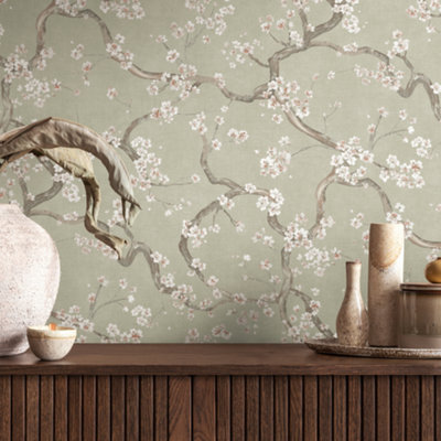 AS Creation Blossom Flowers Sage Green Floral Wallpaper 78199-1
