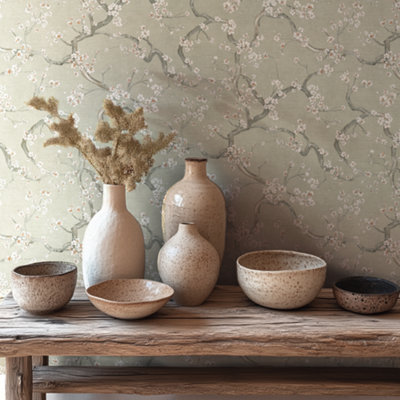 AS Creation Blossom Flowers Sage Green Floral Wallpaper 78199-1