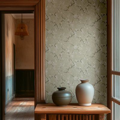 AS Creation Blossom Flowers Sage Green Floral Wallpaper 78199-1