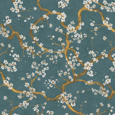 AS Creation Blossom Flowers Teal Green Floral Wallpaper 78199-4
