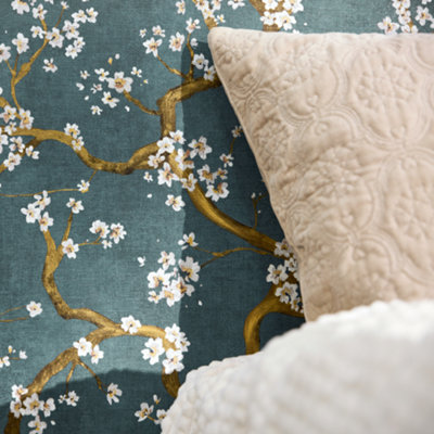 AS Creation Blossom Flowers Teal Green Floral Wallpaper 78199-4