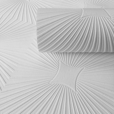 AS Creation Blown Vinyl Starburst Geometric White Wallpaper 6639-17