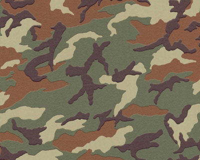 AS Creation Boys and Girls Brown Green Army Camouflage Wallpaper 369406