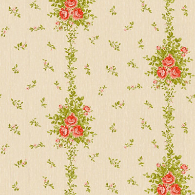 AS Creation Chintz Rose Garden Wallpaper Floral Textured Paste The Wall Vinyl