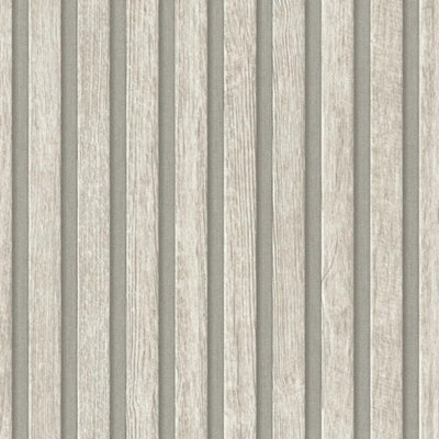 AS Creation Colourful World Wood Slat Effect Pale Grey Wallpaper 391095