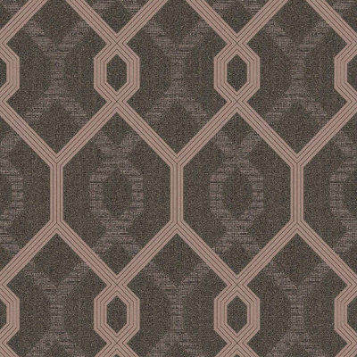 AS Creation Diamond Jewel Geometric Geo Glitter Trellis Metallic Vinyl Black Rose Gold Wallpaper