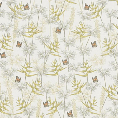 AS Creation Drawn into Nature White Wallpaper Butterflies Floral Flowers