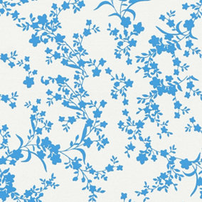 AS Creation Esprit Blue Leaves Wallpaper Floral White Simplistic Paste The Wall