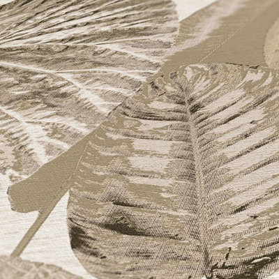 AS Creation Famous Garden Beige & Brown Palm Leaf Tropical Wallpaper 39355-1