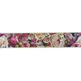 AS Creation Floral Rose Pink White Wallpaper Border Flowers Textured Bedroom