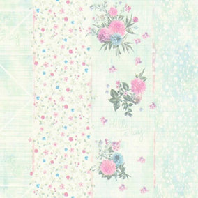 AS Creation Floral Stripes Light Blue Wallpaper Paste The Wall Textured Vinyl