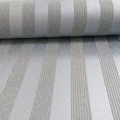 AS CREATION GLITTER STRIPE SILVER/CHARCOAL WALLPAPER - 273260