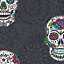 AS Creation Gothic Skull Wallpaper Floral Embossed Black Multi Coloured 35817-3
