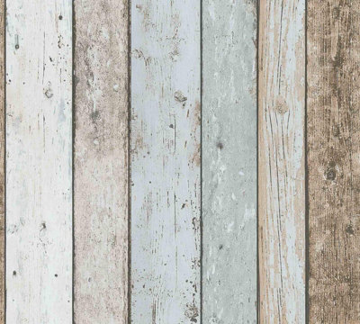 AS Creation Il Decoro Wood Effect Beige Blue Brown Wallpaper 899927