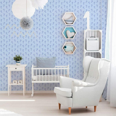 AS Creation Little Stars Blue Baby Feet Wallpaper Toyroom Nursery Paste The Wall