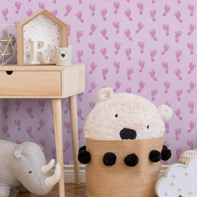 AS Creation Little Stars Pink Baby Feet Wallpaper Toyroom Nursery Paste The Wall