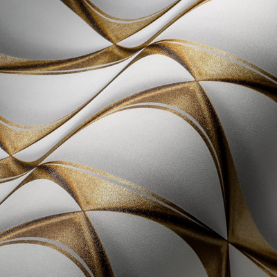 AS Creation Livingwalls My Home My Spa 3D Wallpaper Gold White 386911 Non-Woven Wallpaper Living Room Bedroom
