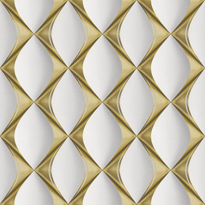 AS Creation Livingwalls My Home My Spa 3D Wallpaper Gold White 386911 Non-Woven Wallpaper Living Room Bedroom