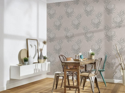 AS Creation Mata Hari Bird Feather Wallpaper Cream Grey 38009-2