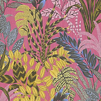AS Creation Nala Cape Town Wallpaper Jungle Palm Leaf Pink Yellow Brown 37860-2