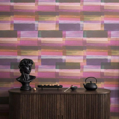 AS Creation Purple Horizontal Blocks Wallpaper Geometric Abstract Paste The Wall