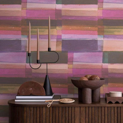 AS Creation Purple Horizontal Blocks Wallpaper Geometric Abstract Paste The Wall