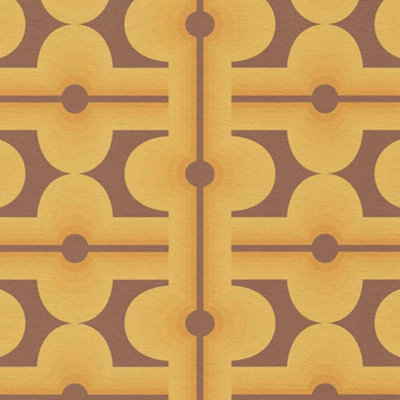 AS Creation Retro 70's Shape Pattern Yellow Wallpaper Textured Paste The Wall