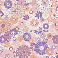 AS Creation Retro Floral Pattern Wallpaper Orange Pink Purple Paste The Wall