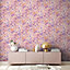 AS Creation Retro Floral Pattern Wallpaper Orange Pink Purple Paste The Wall