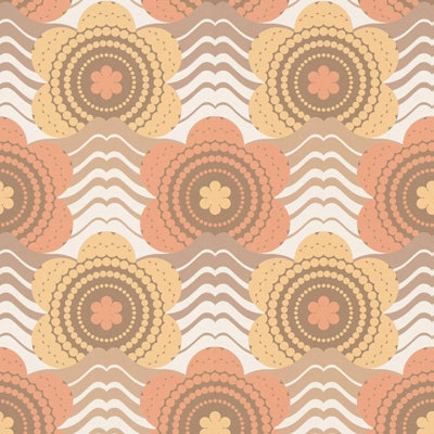 AS Creation Retro Flowers Orange Wallpaper Trendy Textured Paste The Wall
